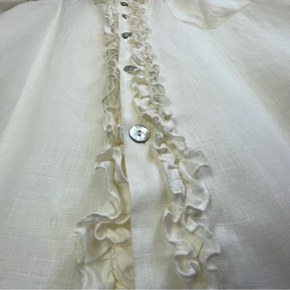 Vintage THE IRISH SECRET Linen Sleeveless Top tank ivory off white - Picture 6 of 15